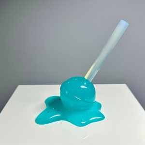 Melting Lollipop & ice cream sculpture - large resin ring holder - popsicle epoxy resin art - decoration for living room, office, bookshelf