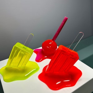 Melting Lollipop & ice cream sculpture - large resin ring holder - popsicle epoxy resin art - decoration for living room, office, bookshelf