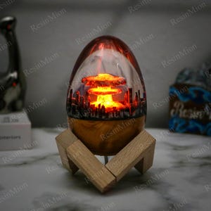 Resin diorama, Atomic bomb resin night Light,Explosion Resin diorama, epoxy resin art ,horror diorama, apocalypse,Cool gifts Boys Room Decor
