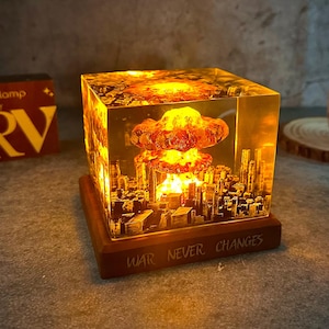 Explosion Resin diorama, Atomic bomb resin lamp, Nuke bomb fallout 4, epoxy resin art, Storm Cloud Lamp, Gift for him, Fathers Day