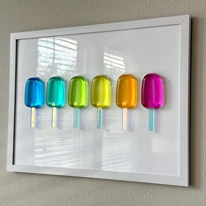 Rainbow Popsicle Resin Wall Art (12x16), Popsicle Pop Art, Epoxy Home Decor, Handmade 3D Resin Art, Pop Art Wall Hanging