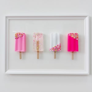 Popsicle Wall Art Decor 3D Pop Art in frame Dopamine decor Ice Cream Kitchen decor Nursery decor