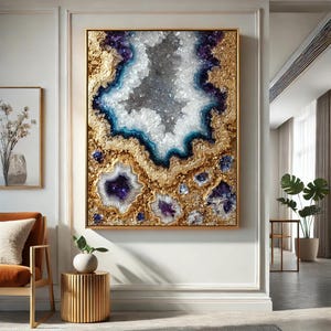 Luxury Resin Geode Wall Art | Crystal Textured Abstract Decor