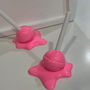 Large Melting Lollipop Pop Art Decor Demure Princess Pink, Resin Sculpture, Candy Art