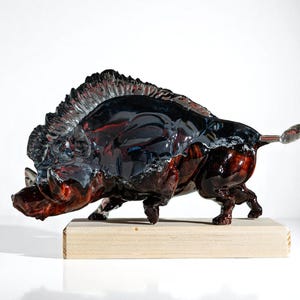 Handmade Wild Boar Resin Sculpture | Fierce Animal Figurine for Desk or Shelf | Unique Gift for Hunters, Nature Lovers & Office Decor